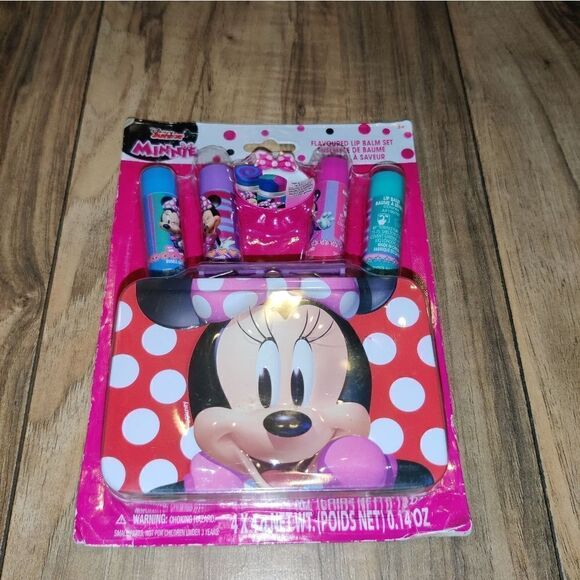 Disney Junior Girl Minnie Mouse Flavored Lip Balm Set With Red Tin Box Case. - Picture 1 of 6